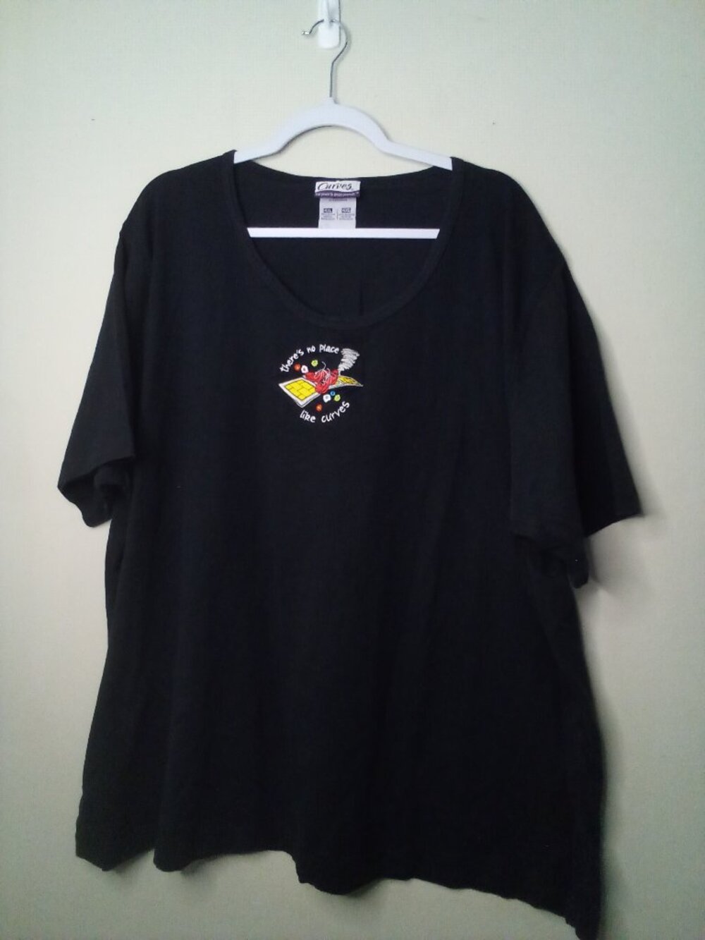 Curves Shirt Women 4XL Vintage Short Sleeve Embroidery Cotton Black